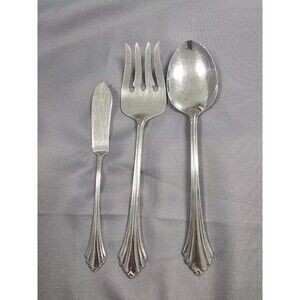 3 Serving Pieces in the Oneida Stainless Bancroft Pattern Sering Fork Spoon